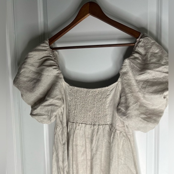 A.REN Candace 100% Linen Off White Maxi Dress - Picture 9 of 14